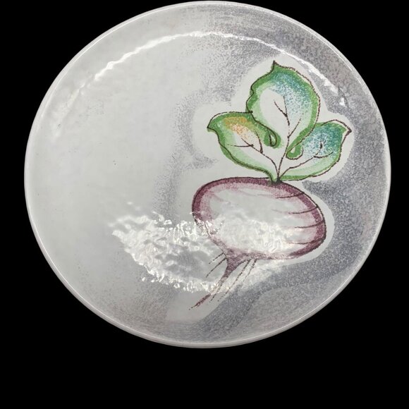 Vtg MCM FRATELLI FANCIULLACCI ITALY Vegetable Plates 8" Radish Lettuce Textured - Picture 2 of 10